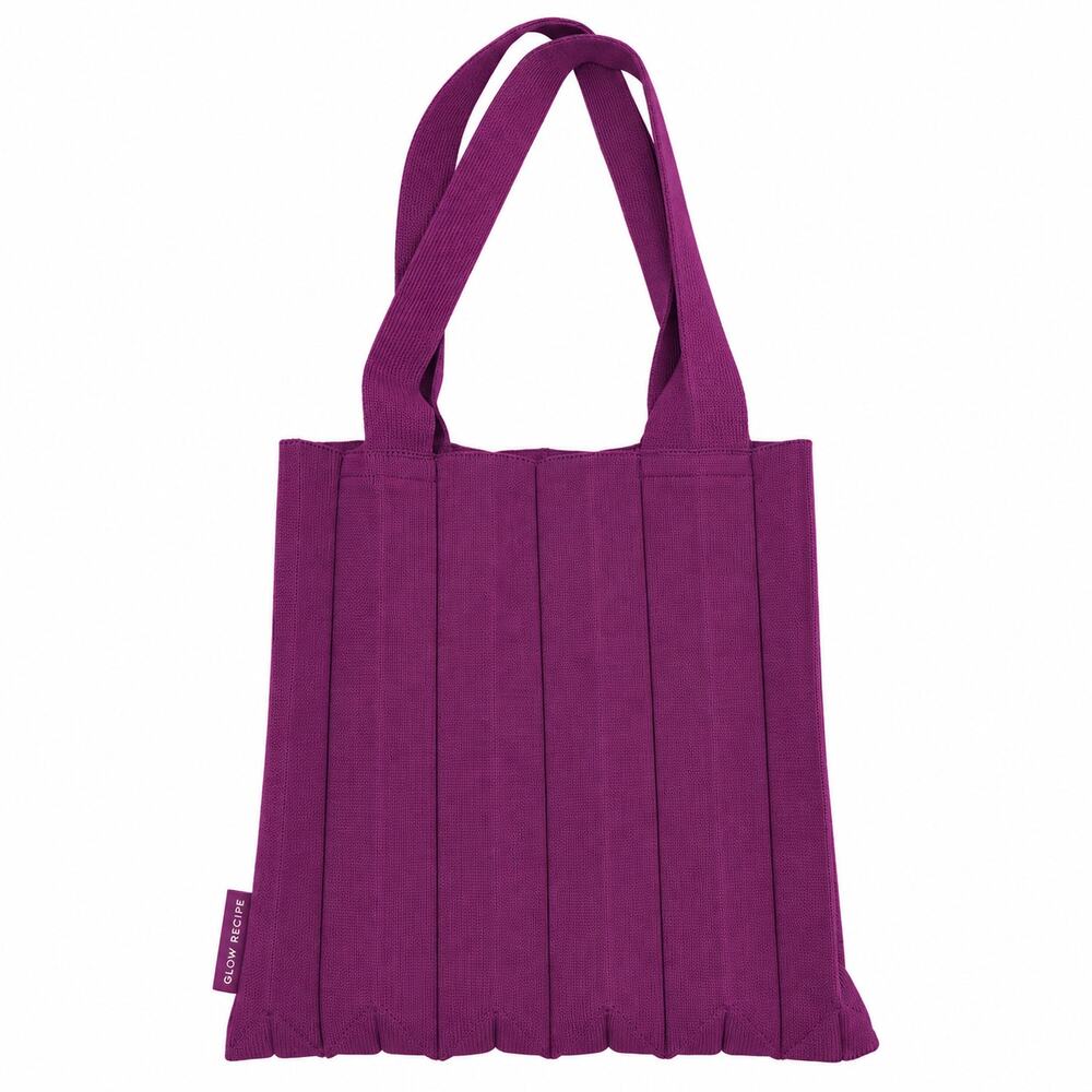 Glow Recipe Ribbed Tote Bag Women OS Purple Pomegranate Knit Accordion Pleat Eco
